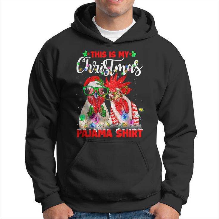 This Is My Christmas Pajama Chicken Lover Xmas Light Holiday  Men Hoodie Graphic Print Hooded Sweatshirt