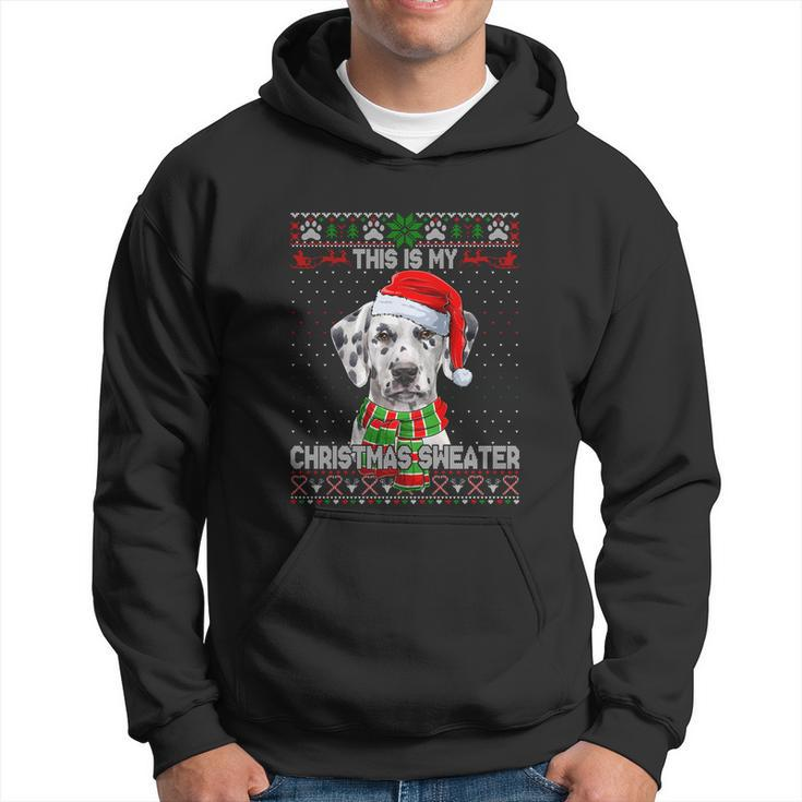 This Is My Christmas Sweater Dalmatian Santa Scarf Ugly Xmas Hoodie