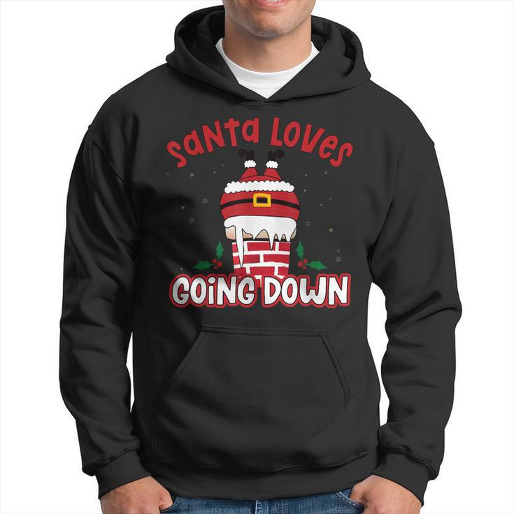 This Santa Loves Going Down Funny Christmas Pajama Family  Men Hoodie Graphic Print Hooded Sweatshirt