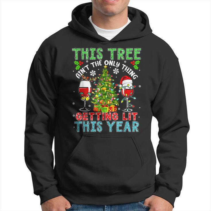 This Tree Aint Only Thing Getting Lit Xmas Two Santa Wines  Hoodie