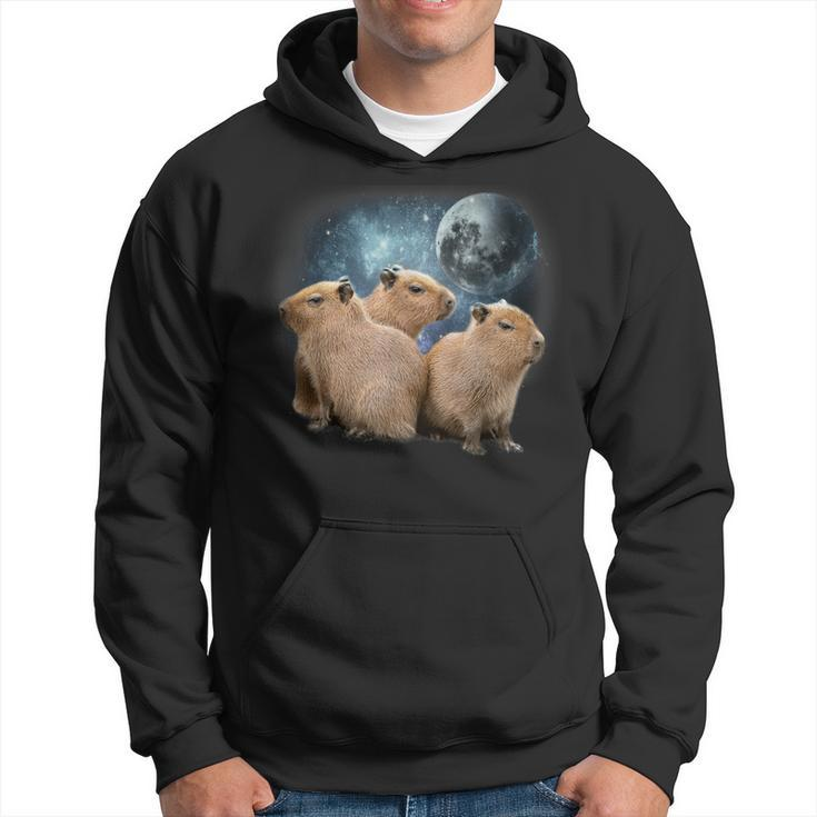 Three Capybaras And Moon Funny Capybara Humor Parody Hoodie