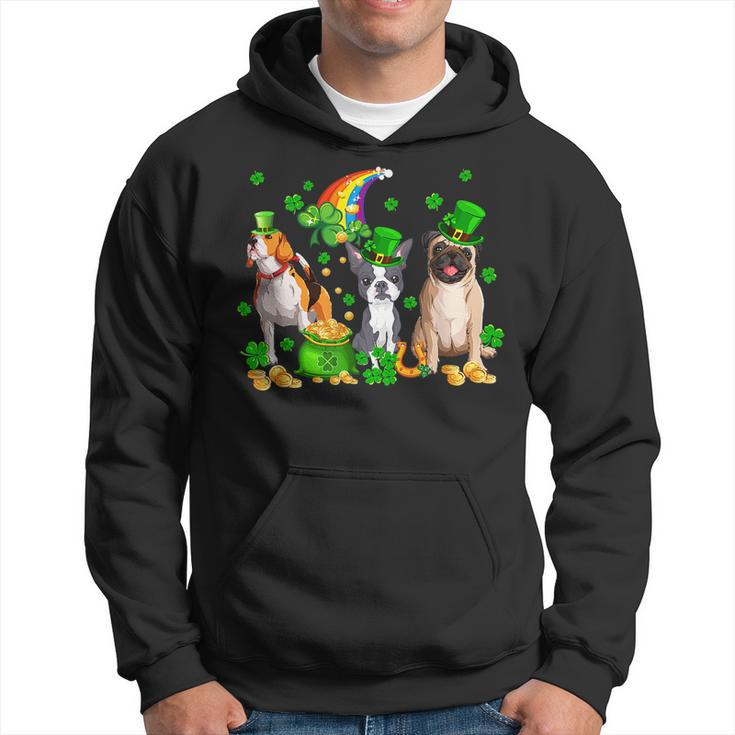 Three St Patricks Day Dogs Beagle Pug French Bulldog Lover  Hoodie