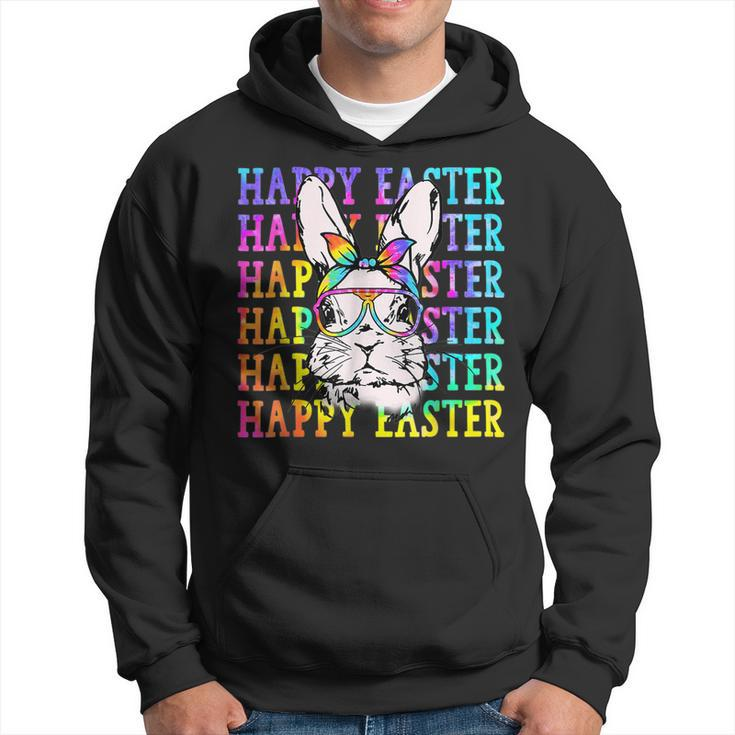 Tie Dye Rabbit Happy Easter Day Bandana Glasses Bunny Face  Hoodie