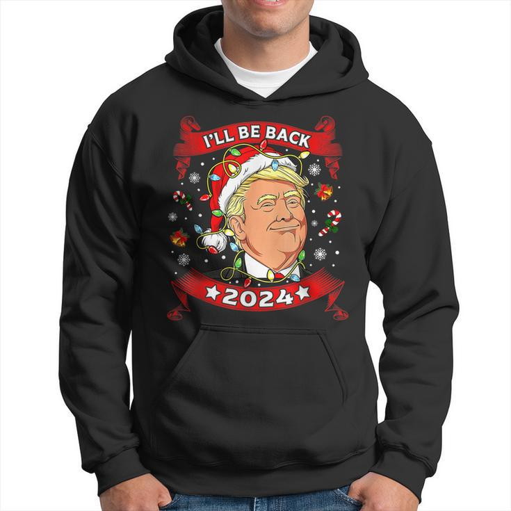 Trump Merry Christmas Ill Be Back Trump 2024 Santa Claus  Men Hoodie Graphic Print Hooded Sweatshirt