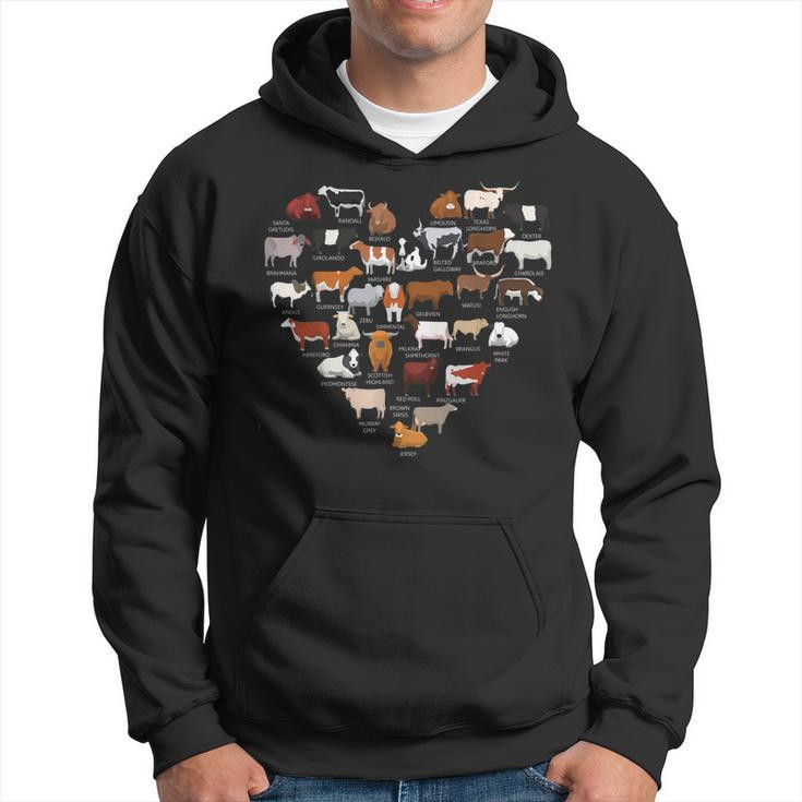 Types Of Cows Identification Cows Heart Cow Lover  Hoodie