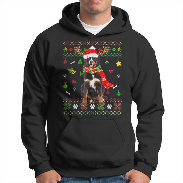 Ugly Sweater Christmas Bernese Mountain Dog Xmas Pajama  Men Hoodie Graphic Print Hooded Sweatshirt