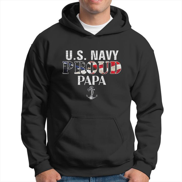 US Proud Navy Papa With American Flag Veteran Day Men Hoodie