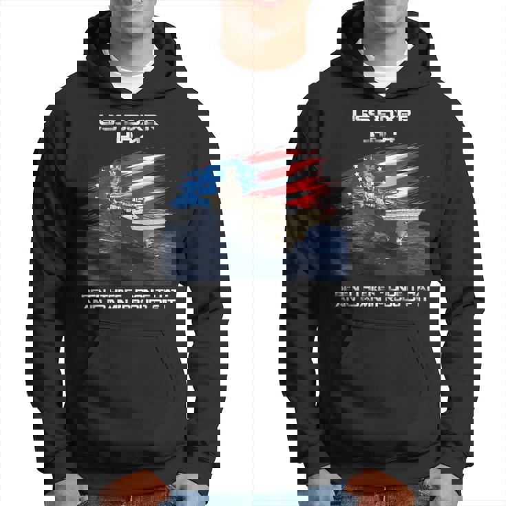 Uss Boxer Lhd-4 Amphibious Assault Ship Veteran Usa Flag  Hoodie