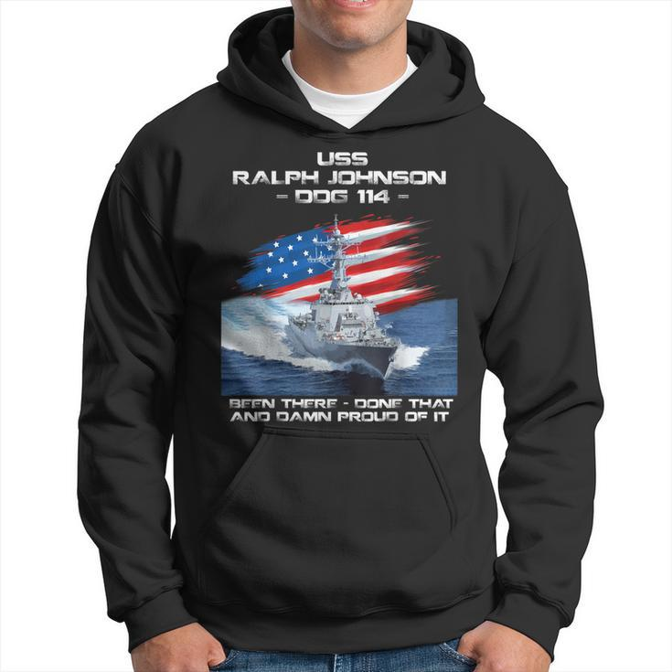 Uss Ralph Johnson Ddg-114 Destroyer Ship Usa Flag Veteran  Hoodie