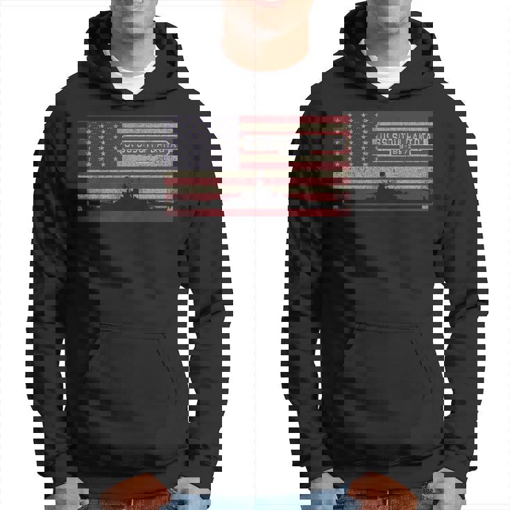 Uss South Dakota Bb-57 Ww2 Battleship Usa American Flag  Hoodie