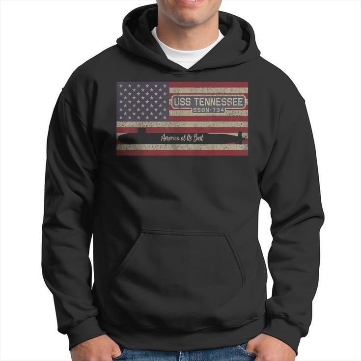 Uss Tennessee Ssbn-734 Submarine Usa American Flag  Hoodie