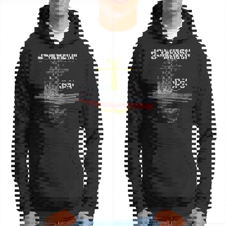 Uss Washington Bb-56 Battleship Ww2 American Warship Veteran Hoodie