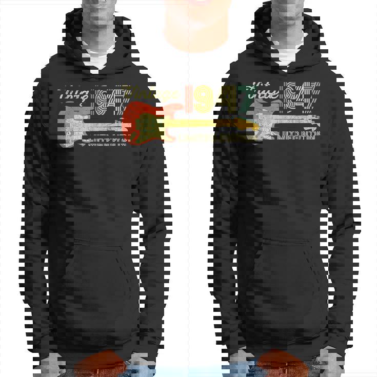 Vintage 1947 Birthday Gifts Guitar Lovers 76Th Birthday Hoodie