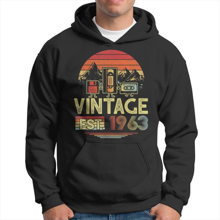 Vintage 1963 Made In 1963 60Th Birthday Gift 60 Year Old  V2 Men Hoodie Graphic Print Hooded Sweatshirt
