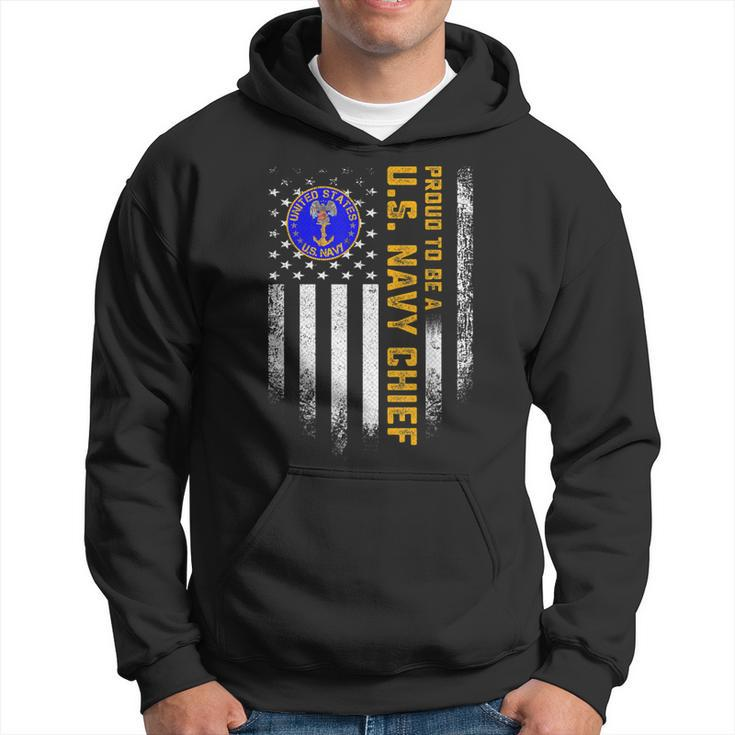 Vintage American Flag Proud To Be A Us Navy Chief Military Hoodie