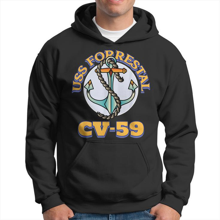 Vintage Anchor Navy Aircraft Carrier Uss Forrestal  Hoodie