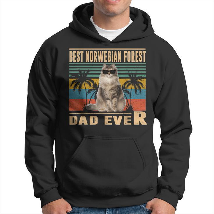 Vintage Best Cat Dad Ever Norwegian Forest Cat Fathers Day  Hoodie