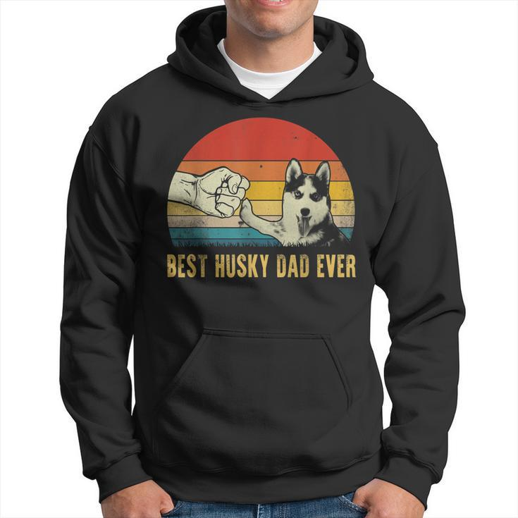 Vintage Best Dog Dad Ever Siberian Husky Fathers Day Gift Hoodie