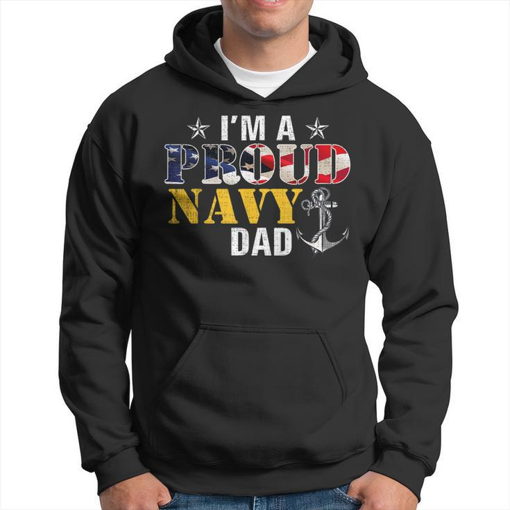 Vintage Im A Proud Navy With American Flag For Dad  Hoodie