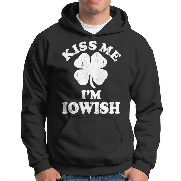 Vintage Kiss Me Im Iowish Shamrock Funny St Patricks Day Hoodie