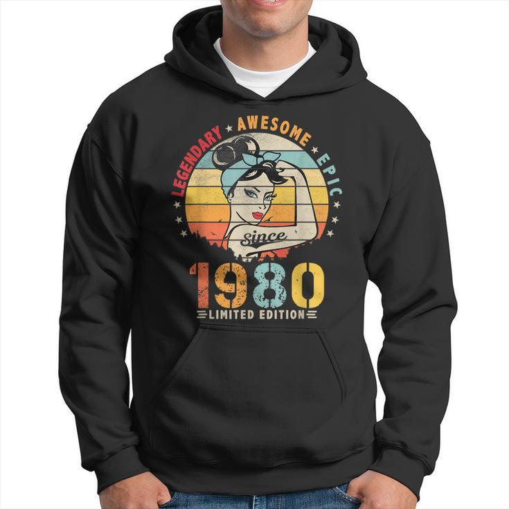 Vintage Legendary Awesome Epic Since 1980 Retro Birthday  Men Hoodie Graphic Print Hooded Sweatshirt