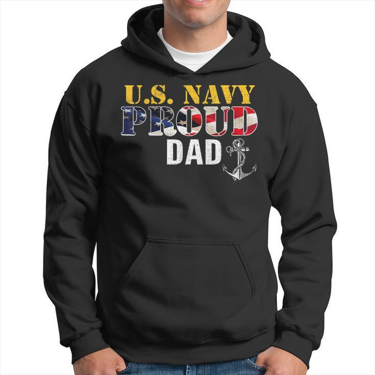 Vintage Navy Proud Dad With US American Flag Gift  Hoodie