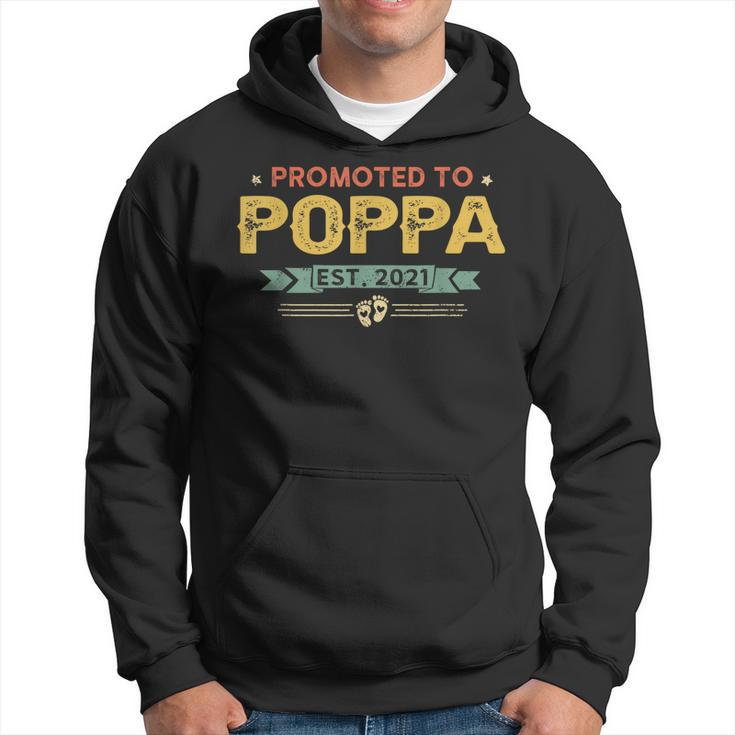 Vintage New Grandpa Promoted To Poppa Est2021 New Baby Hoodie
