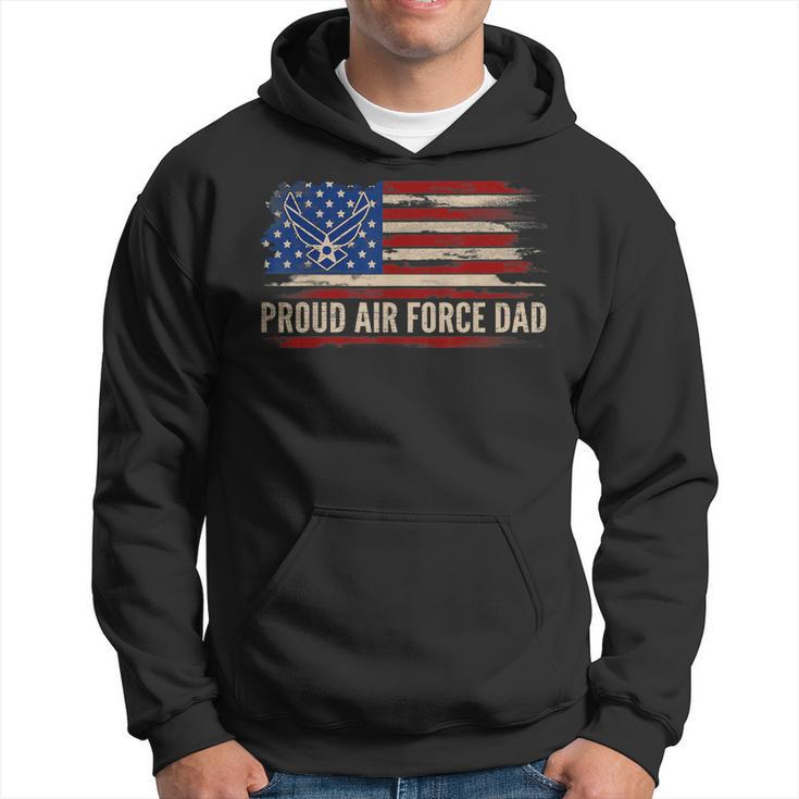 Vintage Proud Air Force Dad American Flag Veteran Gift  Hoodie