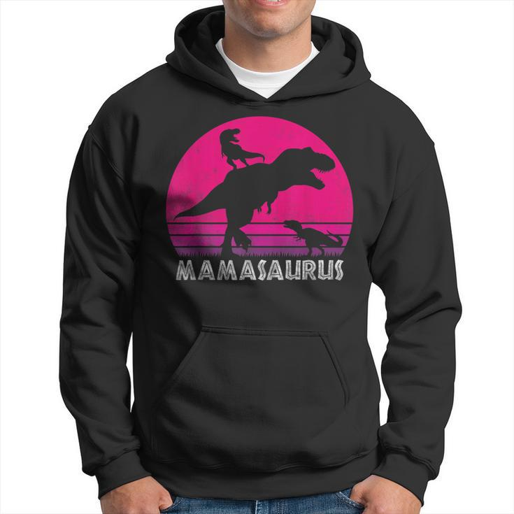 Vintage Retro 2 Kids Mamasaurus Sunset Funny Gift For Mother  Hoodie