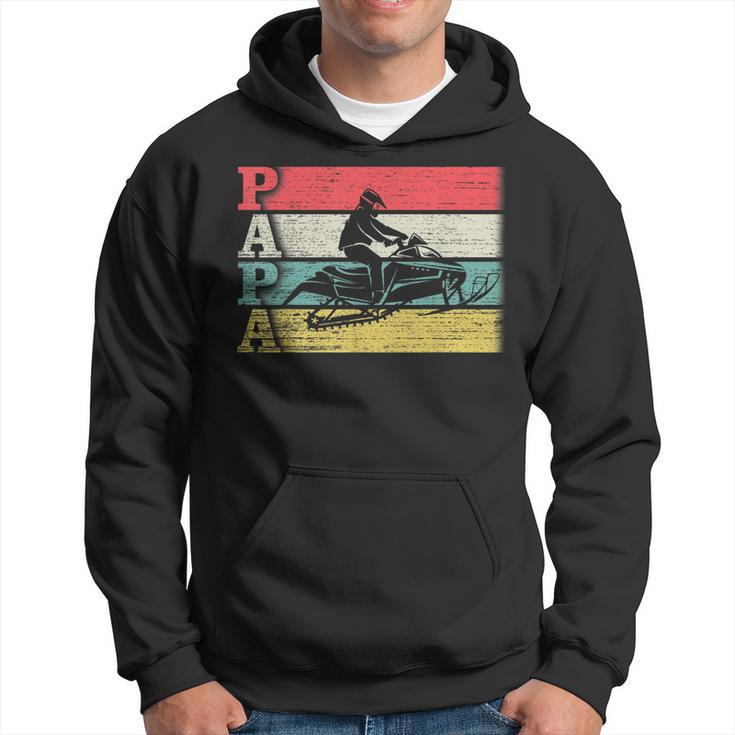 Vintage Retro Snowmobile Papa Snowmobiling Silhouette Funny  Hoodie