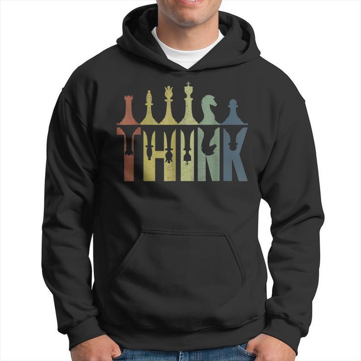 Vintage Retro Think Chess Pieces  Chess Coach Players  Hoodie