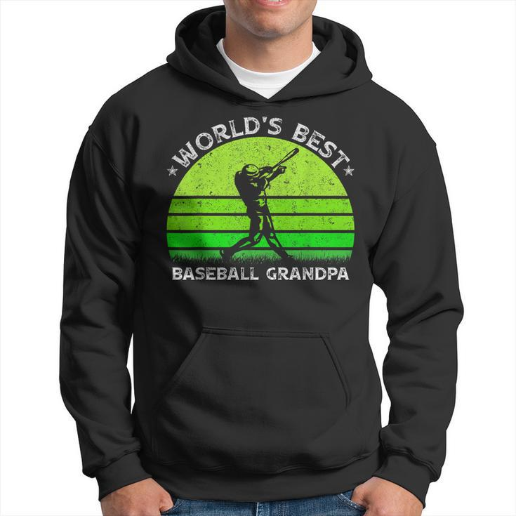 Vintage Retro Worlds Best Baseball Grandpa Silhouette Funny Gift For Mens Hoodie