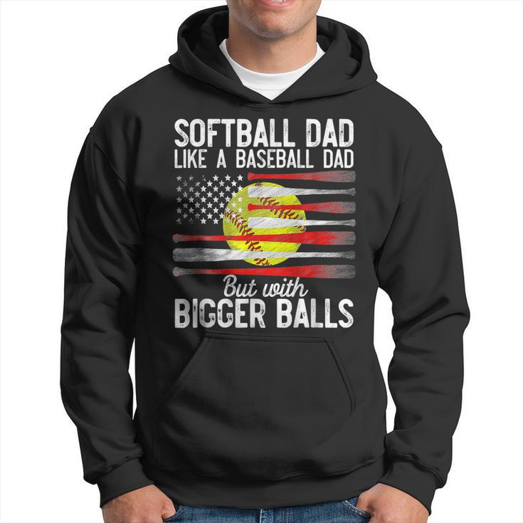 Vintage Softball Dad Like A Baseball Dad Us Flag Fathers Day  Hoodie
