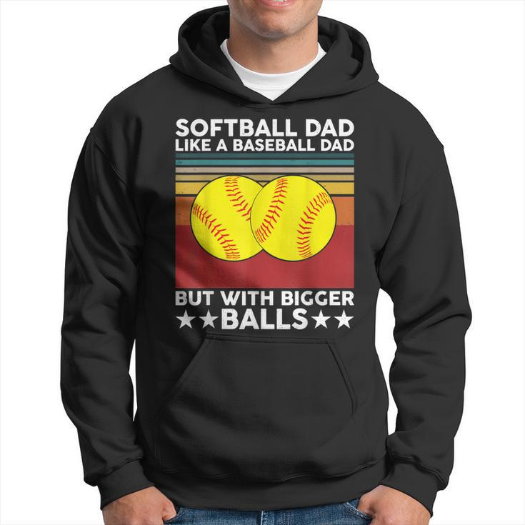 Vintage Softball Dad Like A Baseball Dad Us Flag Fathers Day Hoodie