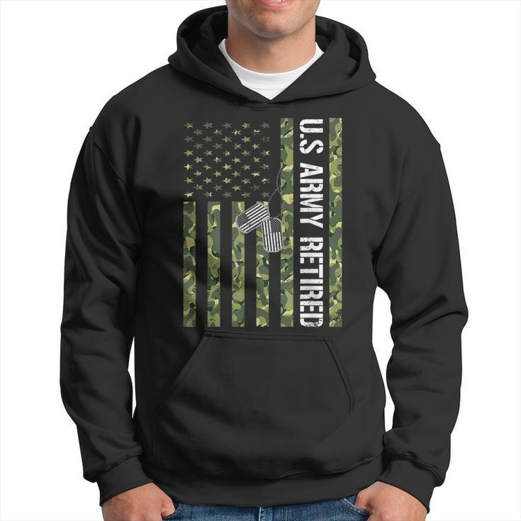 Vintage Us Army Retired American Flag Camo Veteran Day Gift  Men Hoodie Graphic Print Hooded Sweatshirt