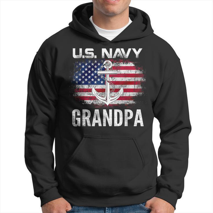 Vintage Us Navy With American Flag For Grandpa Gift Hoodie