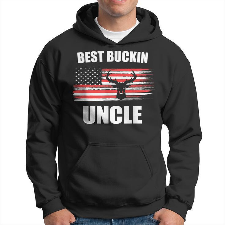 Vintage Usa Hunting Pun Best Buckin Uncle Cute Flag Gift Gift For Mens Hoodie