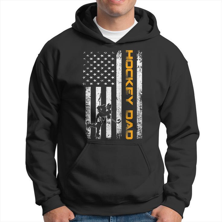 Vintage Usa Ice Hockey Dad American Flag Fathers Day Gift  Hoodie
