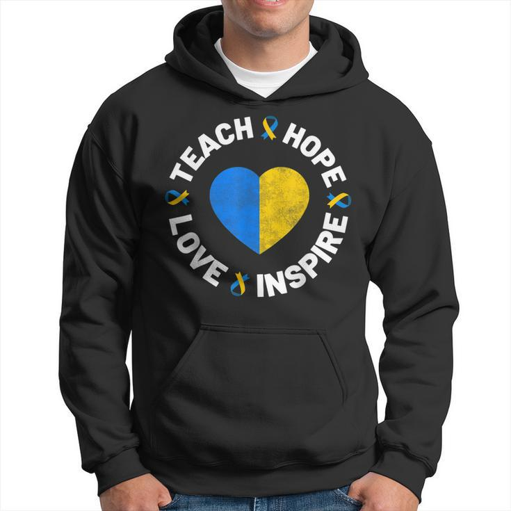 World Down Syndrome Day Awareness Ribbon Teach Hope Love T21  Hoodie
