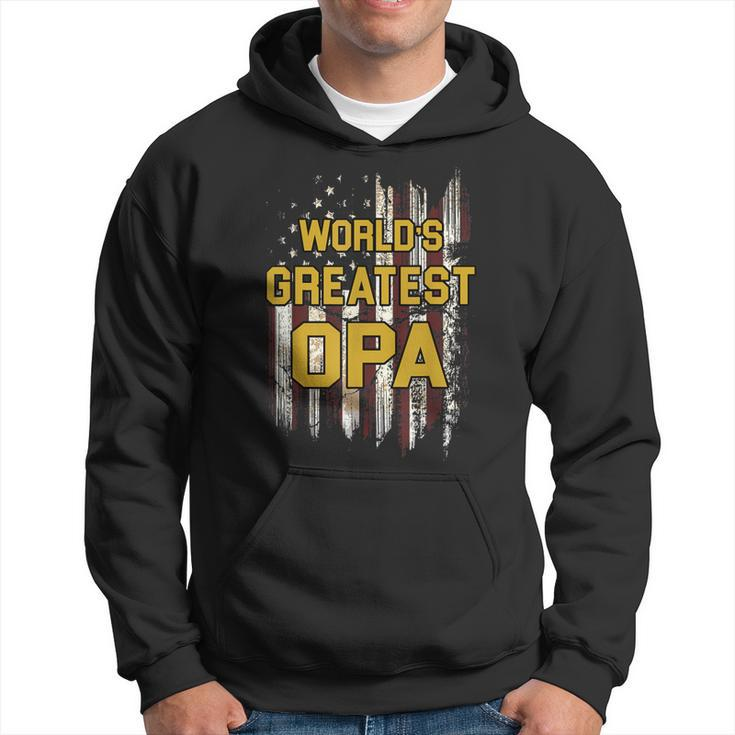 Worlds Greatest Opa Grandpa Distressed Flag Gift For Mens Hoodie