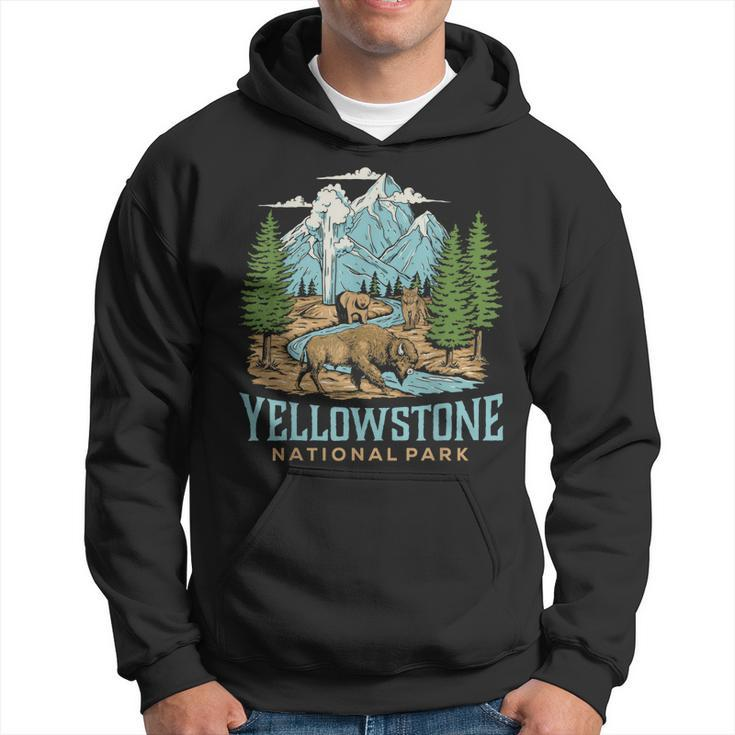 Yellowstone Us National Park Wolf Bison Bear Vintage Gift  Hoodie