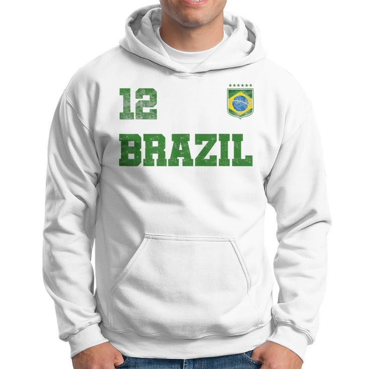 Brazil Jersey Number Twelve Brazilian Futebol Soccer V2 Men Hoodie