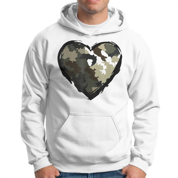 Camo Print Heart Funny Valentines Day Military Men Women  Men Hoodie Graphic Print Hooded Sweatshirt