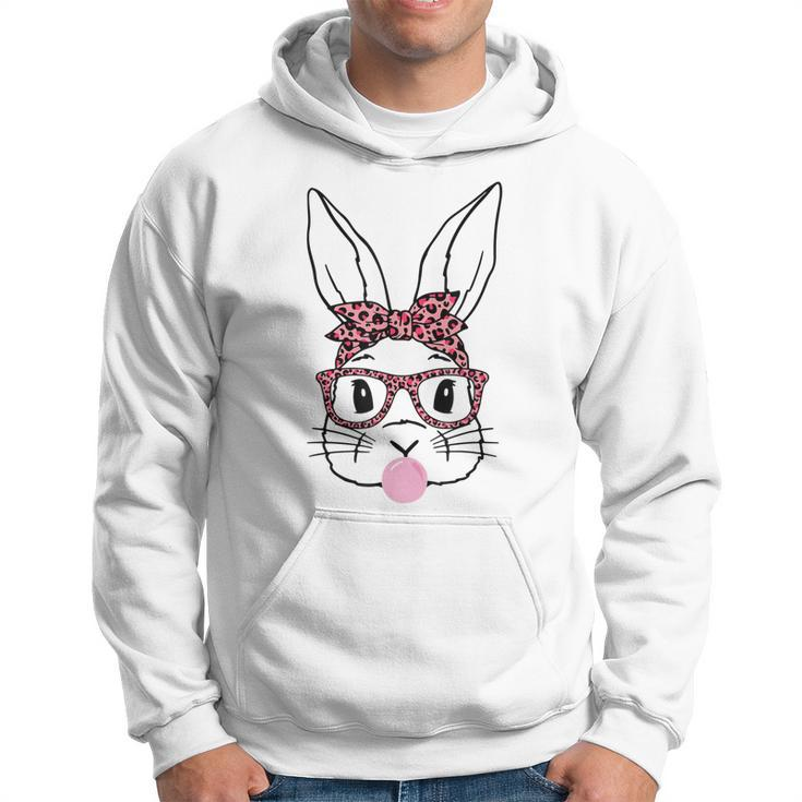 Cute Bunny Rabbit Face Leopard Glasses Girl Happy Easter Day  Hoodie