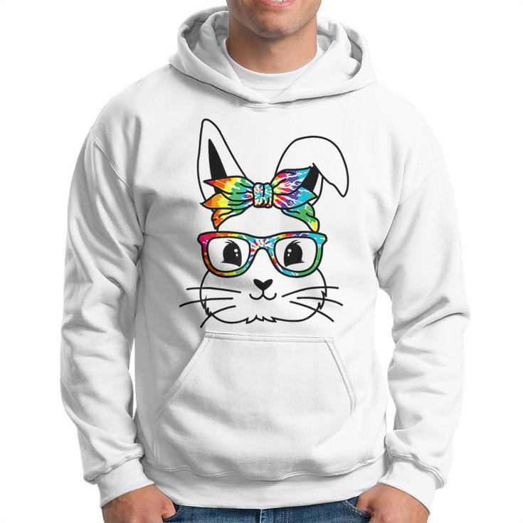 Easter Day Cute Bunny Rabbit Face Tie Dye Glasses Girl  Hoodie