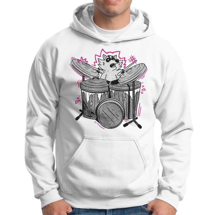 Funny Animals Raccoon Playing Drums Music  Hoodie
