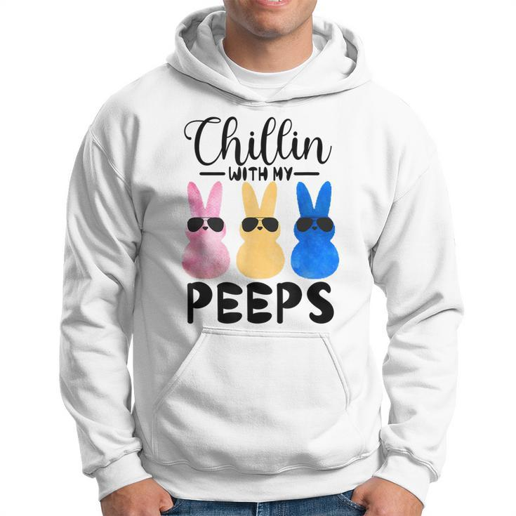 Funny Chillin With My Peeps Easter Bunny Hangin With Peeps  Hoodie