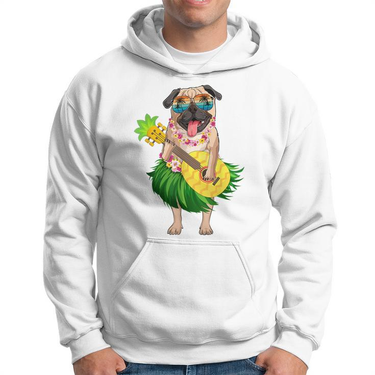Funny Hawaiian Pug Dog & Pineapple Ukulele Summer Vacation  Hoodie