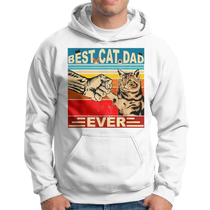 Funny Retro Best Cat Dad Ever Vintage Mens Dads Kitty Lovers  Hoodie