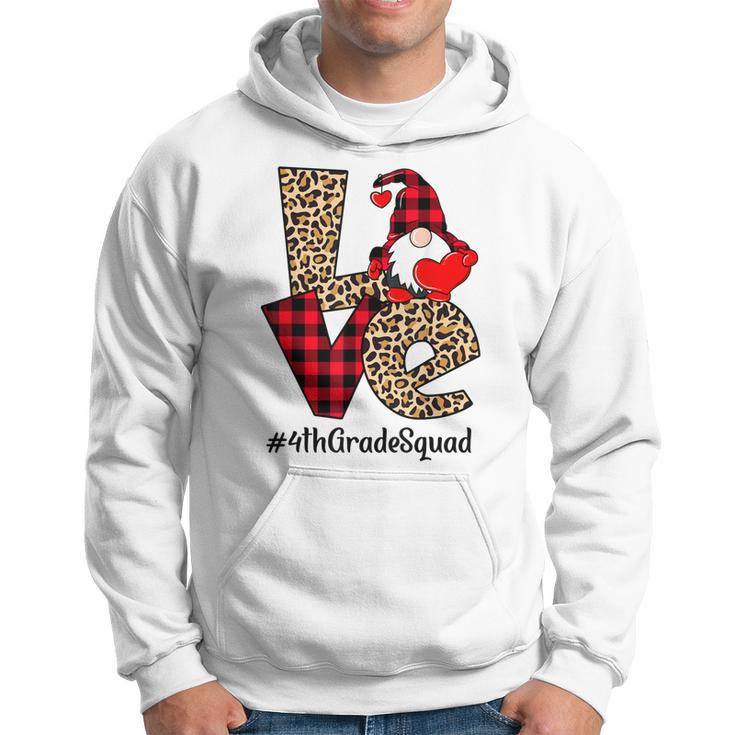 Gnomes Heart Love Red Plaid Leopard 4Th Grade Squad Gift Hoodie